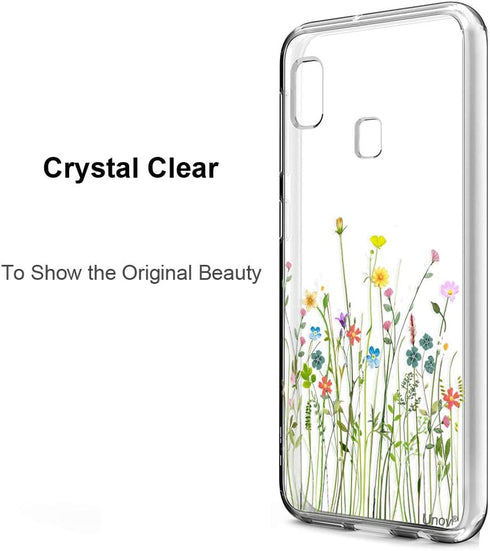 Unov Case Compatible with Galaxy A10e and A20e, Clear Design Soft TPU Shock Absorption, Slim Embossed Pattern (Flower