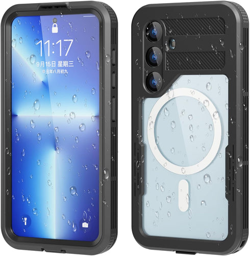 Designed for Galaxy S24+ Plus Case - Black Waterproof Case with Built-in Screen Protector, IP68 Underwater Shockproof