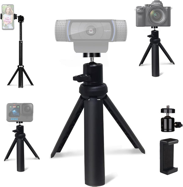 NexiGo Lightweight Mini Tripod for Camera/Phone/Webcam, Extendable Stand for Logitech Webcam C920 C922 C925e