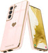 Teageo Light Pink Galaxy S22 5G Case for Women, Cute Love-Heart Luxury Bling Soft Back Cover with Camera Protection