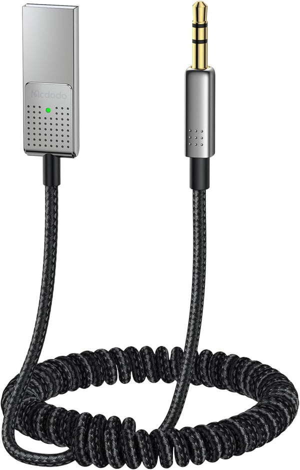 Mcdodo Aux Bluetooth Adapter 5.3, Built-in Microphone, CD Quality 10M Transmission Bluetooth Receiver for Car Kit