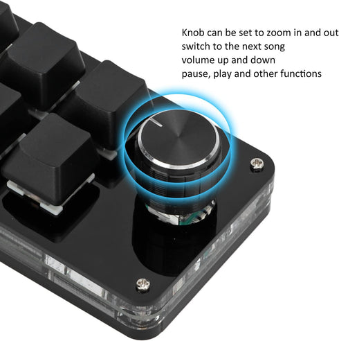 Sonew One Handed Mechanical Keyboard, Programmable with Knob, 6 Key Mini Gaming Keypad, Shortcut DIY (Black)