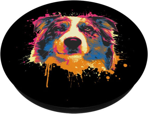 Aussie Splash Art Australian Shepherd Dog Lovers PopSockets PopGrip: Swappable Grip for Phones & Tablets