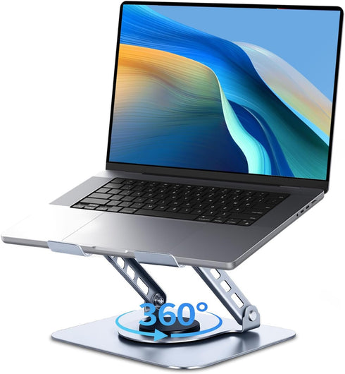 Leeboom Ergonomic Laptop Stand for Desk, 360 Rotating Aluminum Laptop Riser, Adjustable Notebook