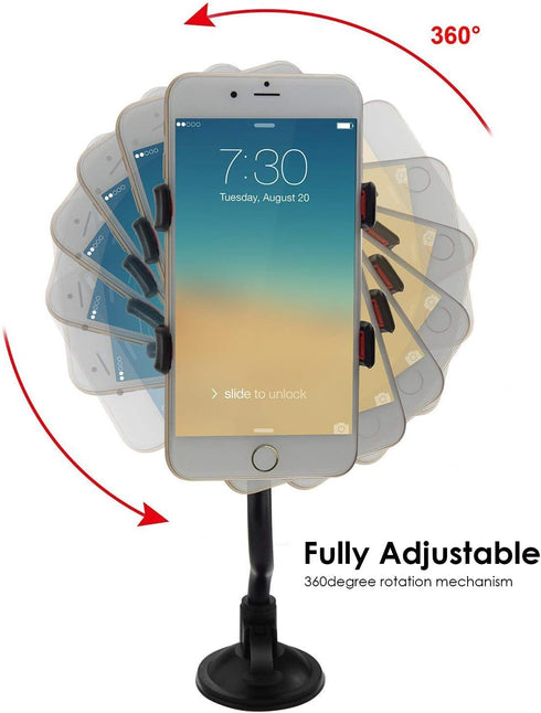 ivoler Car Phone Mount Windshield, Long Arm Clamp Universal Holder with Strong Suction Cup for iPhone, Galaxy