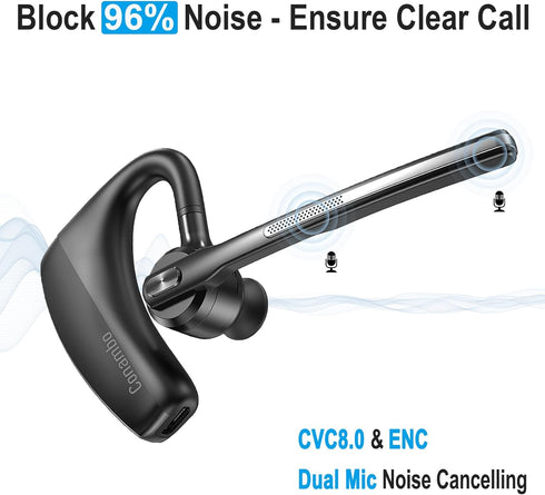 Conambo 2024 Upgraded K10C Bluetooth Headset V5.2, Wireless Headset with CVC8.0 Dual Mic, 16Hrs Talking