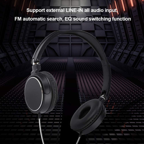 93dB Portable Wired Headset, Foldable Noise Cancelling Headphone, Support FM Automatic Search for Sports and Travel