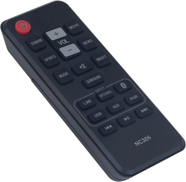 NC306 NC306UH Replacement Remote Control for Sanyo Audio Soundbar Speaker System DVD Recorder