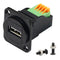 QIANRENON USB2.0 Panel Mount Terminal Block Connector, Type A Female to 4-pin Solderless Connector Push-Type Socket