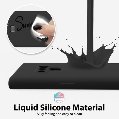 oakxco Black Galaxy Note 9 Phone Case, Liquid Silicone Cute Thin Slim Soft Rubber TPU Protective Bumper