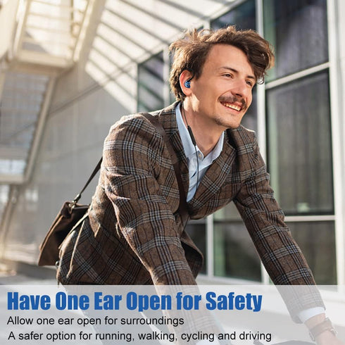 Mono Earbud with Mic & Control, Wired One Ear Headset for Cell Phones & Laptops, Over Ear Hook, Ideal for Sports &