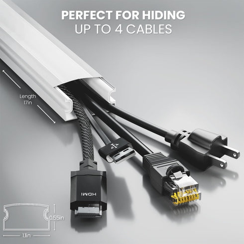 EVEO Cord Hider, 300” Wall Cable Cover, Cable Concealer for TV, Large, White