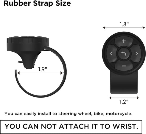 Bluetooth Media Button Remote Control, IPX6 Waterproof Strap Type Wireless Controller for Car, Bike, Motorbike Steering