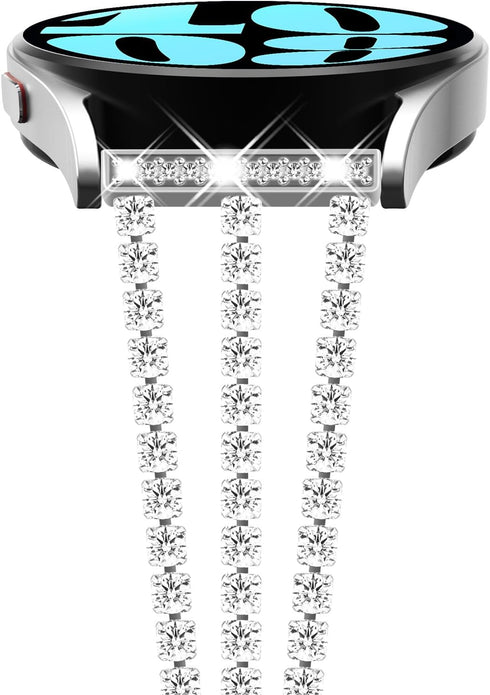 NewWays Compatible for SAMSUNG Galaxy Watch 7 6 Classic 6 5 4 Band - 20mm Stunning Diamonds Bracelet, 40mm 44mm 42mm