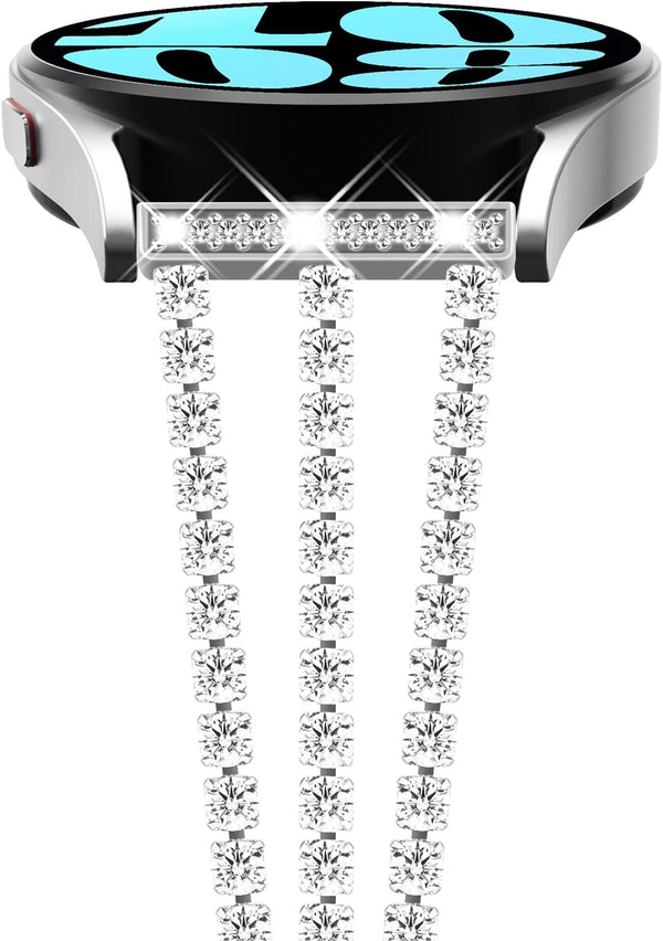 NewWays Compatible for SAMSUNG Galaxy Watch 7 6 Classic 6 5 4 Band - 20mm Stunning Diamonds Bracelet, 40mm 44mm 42mm