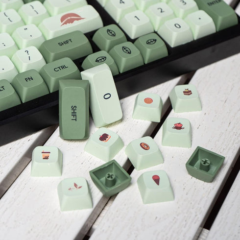 mintcaps Matcha Green PBT Keycaps Set 124 Keys Custom Cute XDA Profile Dye-Sublimation for 60% 65% 70% 75% 100%