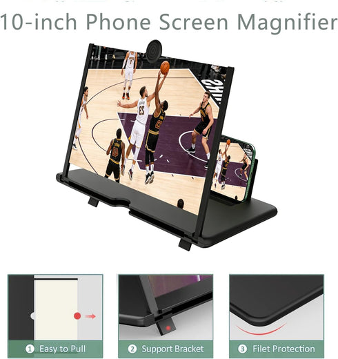 Yuntunele 3D Smartphones(10inch) HD Screen Magnifier Amplifier Projector Screen for Movies, Videos,and Gaming. Foldable