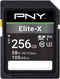 PNY 256GB Elite-X Class 10 U3 V30 SDXC Flash Memory Card, 100MB/s, 4K UHD, Full HD, UHS-I, Full Size SD