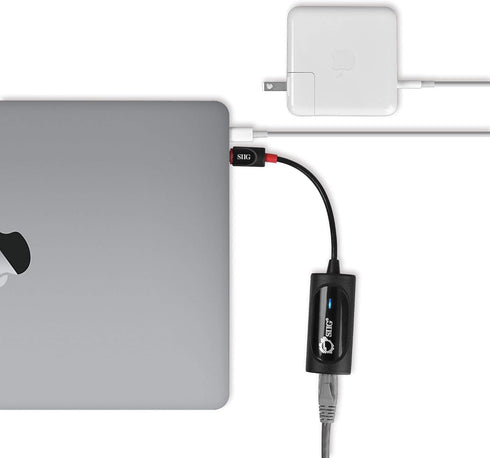 SIIG USB Type C to Gigabit Ethernet Adapter, 10/100/1000 Mbps LAN Adapter for Windows and Mac Systems, Thunderbolt 3