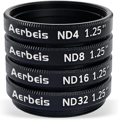 Telescope Neutral Density Filter Kits ND4 ND8 ND16 ND32, Reduces Moon Glare, 1.25" Eyepieces Accessory