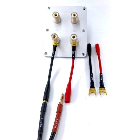 Spade Plug to Female Banana Jack Adapter Cable, 4mm Banana Jack Female to Fork Spades Cable 4 Pack (3 inch)