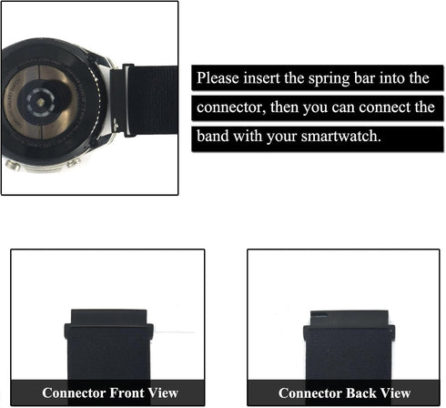 22mm Elastic Watch Armband or Ankle Band Compatible with Garmin Venu 2/3, Fossil Gen 6 44mm, Samsung Galaxy Watch 3