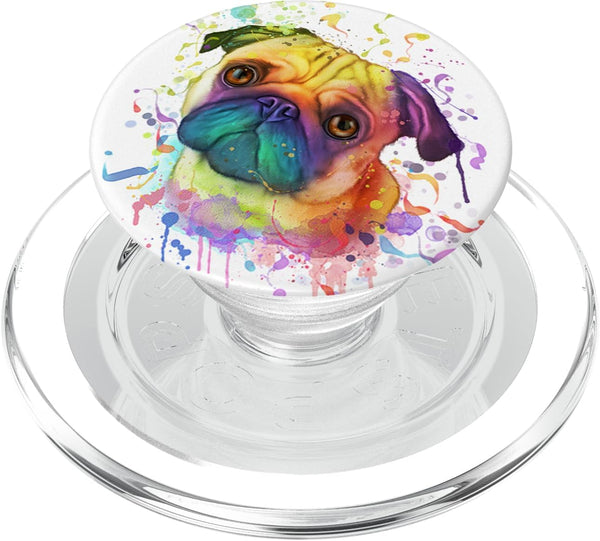 PopSockets MagSafe PopGrip for iPhone - Splash Art Pug Cute Mops Dog Lover Gift