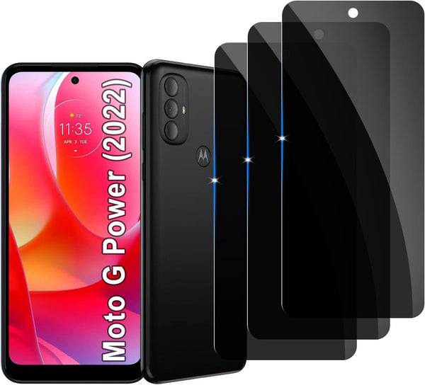 Lyphpe (3 Pack) Privacy Screen Protector for Motorola Moto G Power (2022), 9H Tempered Glass, Case Friendly