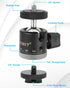 UTEBIT 1/4" Mini Ball Head, Panoramic Tripod Head with Camera Hot Shoe Mount DSLR Camera Mount Adapter Photograph