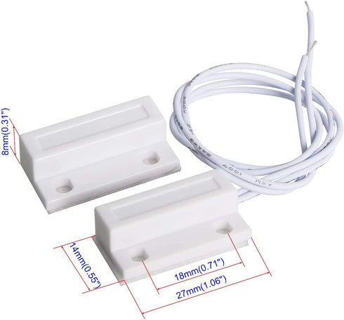 Aoje-Link RC-38A NC Wired Magnetic Door Switch Window Sensor Alarm for Home Security, 4pcs.
