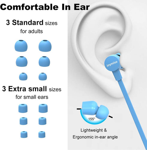 Joymiso Tangle Free Earbuds, Comfortable Lightweight In Ear Headphones for Kids Women Small Ears, Wired Ear Buds with