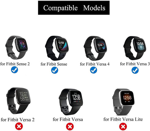 Adjustable Elastic Armband or Ankle Band for Compatible with Fitbit Sense 2/Fitbit Sense/Fitbit Versa 4/Fitbit Versa 3 Smartwatch, Stretchy Band for Men and Women (Black, Medium)