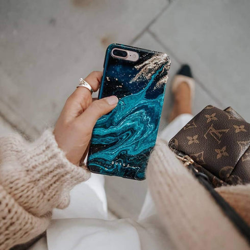 BURGA Phone Case for iPhone 13 - Cute Aesthetic Pattern Hard Shell Protection Cover for Women and Men, Emerald Pool