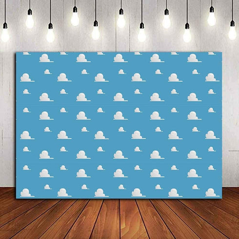 Blue Sky White Cloud Step and Repeat Photography Backdrop, 5x3ft Vinyl for Newborn Baby Shower Party Decorations