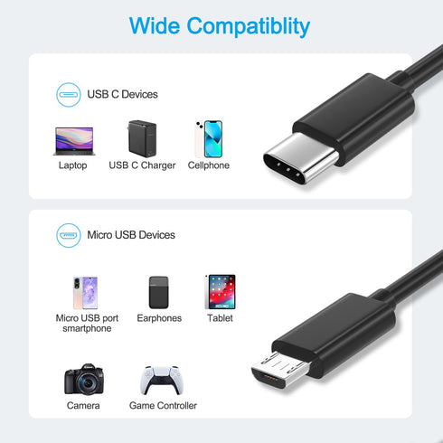 USB C to Micro USB Cable, Type C Charger Compatible with Samsung Galaxy S4/S7, MacBook Pro, Xbox-One, PS4