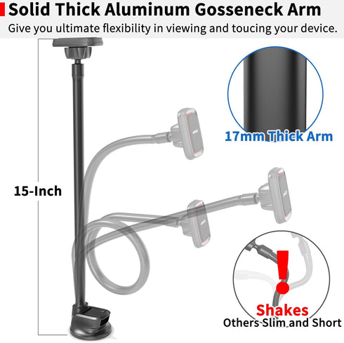 APPS2Car Magnetic Car Phone Holder Mount, Flexible Long Arm, Anti-Shake Windshield Phone Mount, Compatible with