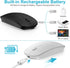 Bluetooth Wireless Mouse for MacBook, Optical Rechargeable Silent Mouse with Dual Mode Switch, White