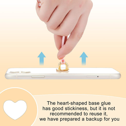 Moxweyeni 8 Pcs Cell Phone Finger Ring, Adhesive Metal Grip Loop Stand for DIY Hanging Supplies - Heart Grip