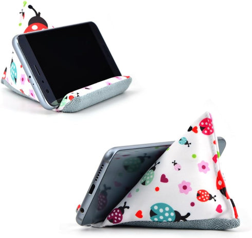 Fabric Phone Stands, Handmade Phone Pillow Holder for iPhone X and 13 - Desk Cushion (Ladybird)