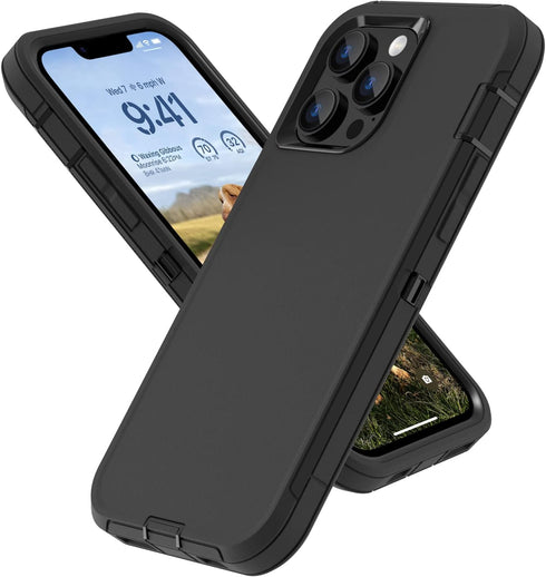 Sansunto iPhone 13 Pro Max and 12 Pro Max Case, Heavy Duty Shockproof Military Grade 3 in 1 Silicone Rubber with Hard