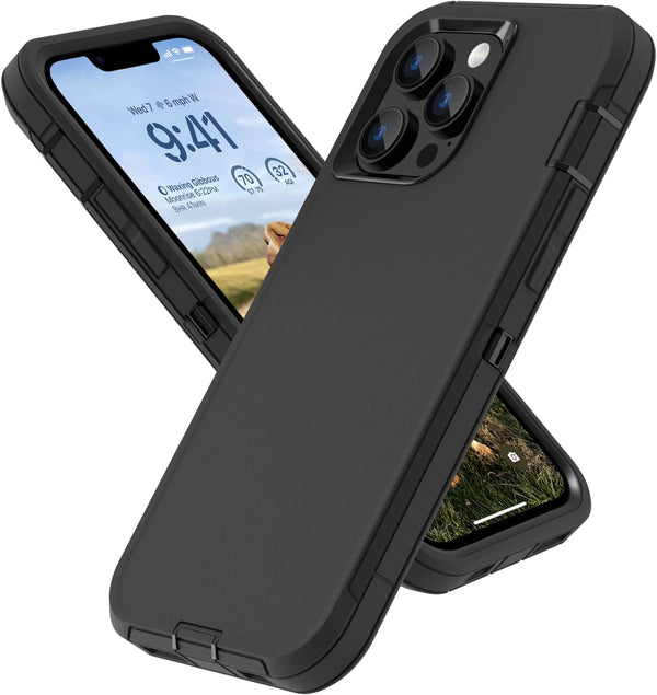 Sansunto iPhone 13 Pro Max and 12 Pro Max Case, Heavy Duty Shockproof Military Grade 3 in 1 Silicone Rubber with Hard