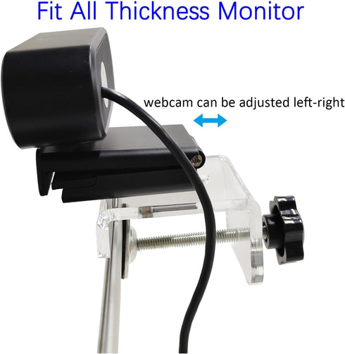 HTLAKIKJ 1/4'' Webcam Mount for Monitor, Compatible with Logitech and other Webcams with Thread, Acrylic Clear Mount on