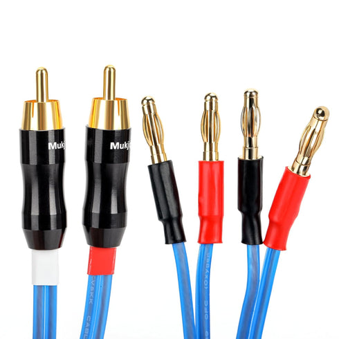 KK Cable Q-P2 18 Gauge OFC Speaker Wire Pair with RCA Male to 2 Pair Banana Plugs, Q-P2 (1.5M/4.92ft)