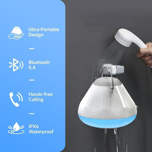Gsou 5 4 IPX6 Shower Speaker Bluetooth Waterproof with White Noise Sounds & LED Light Modes | Portable Speaker