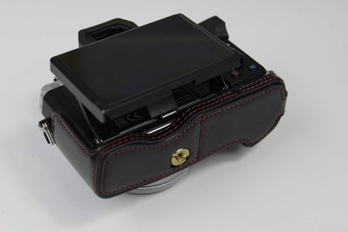 E-M10 Mark IV Case, BolinUS Handmade PU Leather Half Camera Case for Olympus OM-D E-M10 Mark IV with Hand Strap
