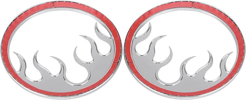 1 Pair Front Chrome Motorcycle Flame Speaker Grill Accent Trim Cover for Harley Touring Electra Street Glide Ultra