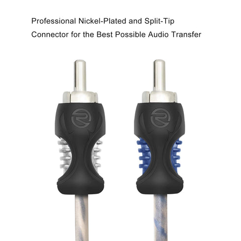 RCI217-2 99.99% 17ft 2-Channel 2 Pack RECOIL Oxygen Free Copper RCA Audio Cable Twisted Pair with Noise Reduction