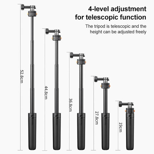 Yunseity 7.5in-20.8in Selfie Stick Tripod for Action Cameras, Extendable Tripod Stand with Magnetic Suction Quick