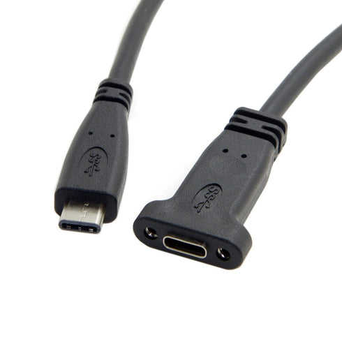 cablecc USB-C USB 3.1 Type C Male to Female Extension Data Cable with Panel Mount Screw Hole