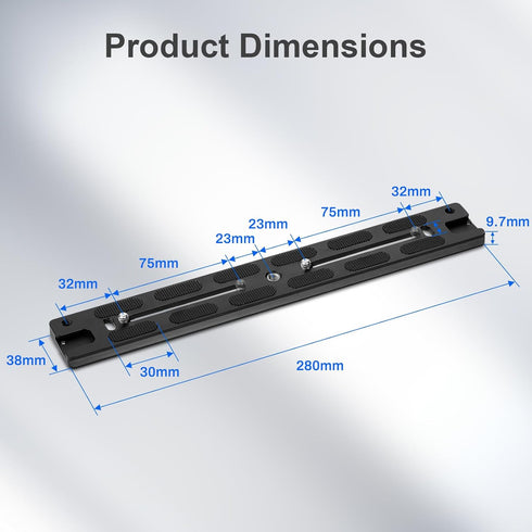 Leftfoto 280mm Metal Dovetail Slide Rail Arca Swiss Type Quick Release Plate with Cold Shoe & Anti-Slip Pads for DSLR